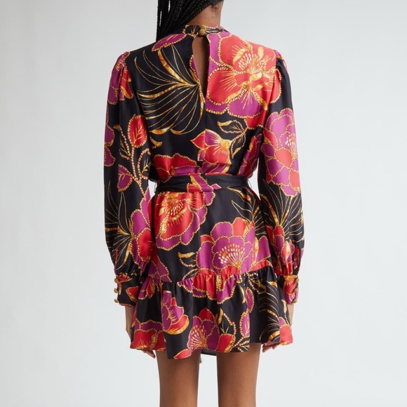 Farm Rio Shiny Chita Floral Long Sleeve Dress - Picture 2 of 6